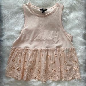 FOREVER21 Size S Cropper Babydoll Tank Top Blush Pink
